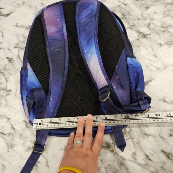 Jujubee small Diaper Bag Galaxy cosmic Print Backpack Blue Purple - Picture 8 of 9